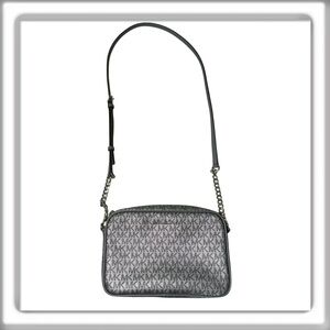 MICHAEL KORS Jet Set MK Logo Crossbody Bag Purse Gray Silver